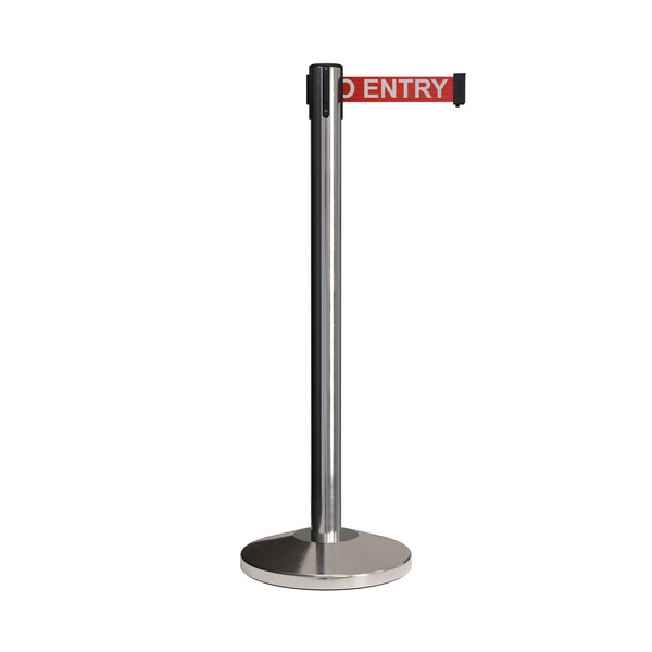Montour Line Stanchion Belt Barrier Pol.Steel Post 9ft. NoEn.Belt ES400C-PS-NOENRW-90 - main
